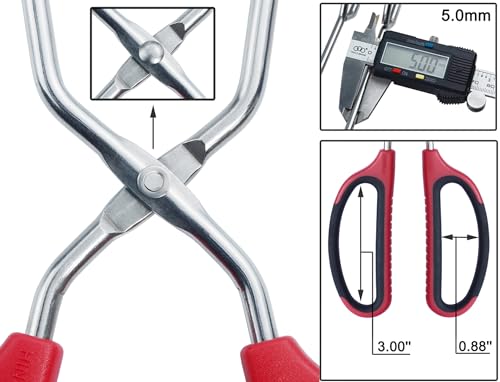 HINMAY 12" 16" Extra Long Stainless Steel Kitchen Scissor Tongs Set (Red) - color: Red, size: 12" 16"