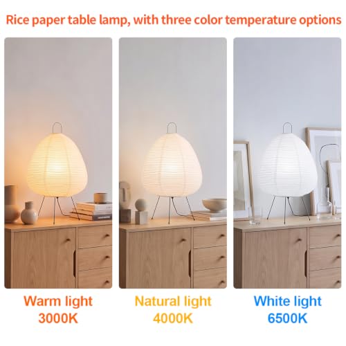 Rice Paper Lamp,Japanese Lamp,3 Color Temperature Bulb Included,12W - style: Japanese-color changing