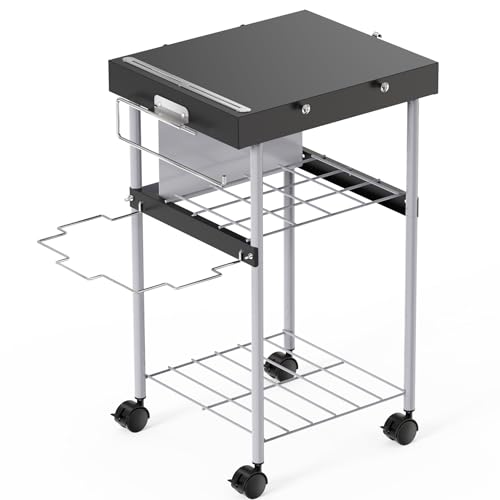2-in-1 Grill Cart & Prep Table with Storage Shelves for Weber 22" & 18" Kettle Grills, Small Hook-On Grill Side Table, Grill Stand for Blackstone 17" Griddle for Ninja Woodfire Pitboss 150 Series - size: Small