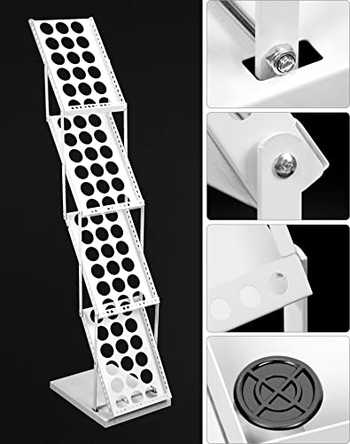 QWORK Foldable Brochure Display Stand, Magazine Brochure Display Rack Stand, 4 Pocket Literature CatalogTradeshow Display Stand, for Office Store and Exhibition Trade Show (White) - color: White, size: 1 Pack