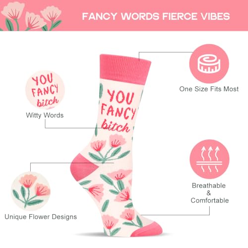 Funny Socks for Women and Teenage Girls, Cute Crazy Unique Novelty Gifts - color: H-flower-d02