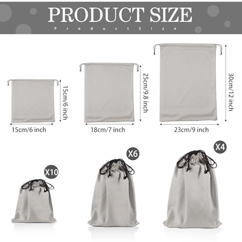 20 Pcs Satin Game Storage Bags for Women Men, S,M,L, Gray - color: Gray, size: S,M,L