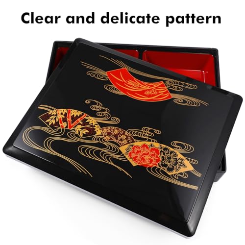 DOITOOL Japanese Bento Box Adult Lunch Box Traditional Bento Box Japanese Sushi Tray Meal Prep Containers Reusable Plastic Snack Serving Tray with Lid for Home Restaurant