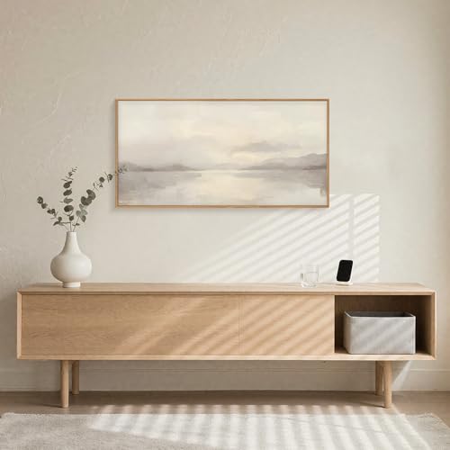LHIUEM Large Abstract Neutral Beige Pastel Framed Canvas Wall Art,Modern Watercolor Lakes Wall Decor,Nature Mountain Minimalist Artwork for Living Room,Bedroom,Dining Room,Office-20 x40 x1 - color: Abstract Neutral Beige Pastel Wall Art, size: 40"L x 20"W