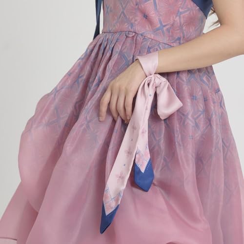 Daenggi Modern Hanbok Floral Hair Ribbon Scarf, Versatile Wrap - color: Pink