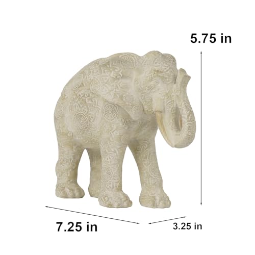 Guichifun Elephant Statue Decor, Cream, 7.25 x 3.25 x 5.75 Inch - color: Cream-elephant