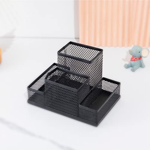2 Packs Desk Organizer Desktop Mesh Pen Pencil Holder Caddy with 4 Compartments, Office Home School Classroom Accessories Cool Supplies (2Pcs Black) - color: 2Pcs Black
