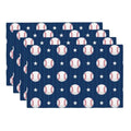 Baseball Theme Placemats Rectangle Linen Table Placemet Set of 4 - color: Blue White, size: Set of 4