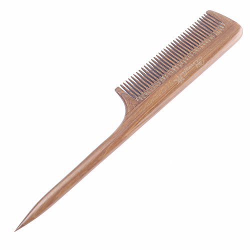 Breezelike Hair Combs for Styling, Fine Tooth Wooden Tail Comb for Women - color: Green Sandalwood