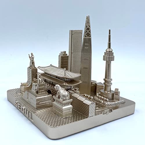 ZIZO Modern The World Landmarks Model Buildings City Skyline Statue for Home Decor for Boy Friends Gold 4" (Seoul) - color: Seoul