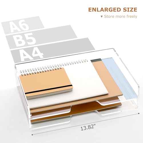2 Pack-Stackable Paper Letter Tray Enlarged A4 File Desk Organizer Acrylic - style: Enlarged 2 Tier Trays
