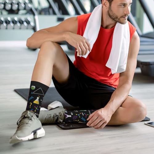 Crew Athletic Socks Funny Crazy Casual Sports Novelty Dress Socks for Women Men Running Hiking - color: Science Chemistry Math