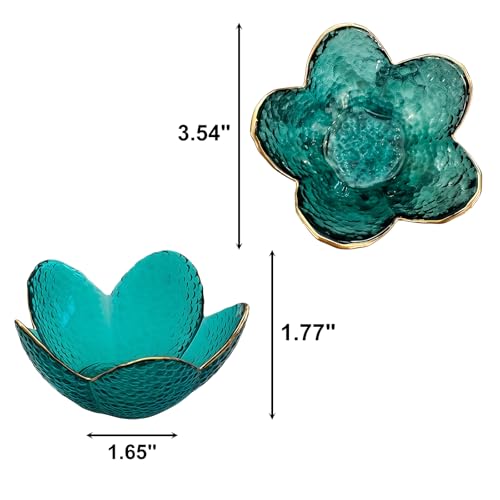 Small Green Flower Jewelry Dish, Glass Jewelry Ring Tray Trinket Bowl, Nightstand Decor Ring Holder for Women, Home Decor Gifts for Women, Wedding, Birthday, Mothers Day, Christmas, Thanksgiving - color: Green