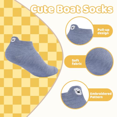 10 Pairs Cute Kawaii Embroidered Low Cut Ankle Socks - color: Macaron Pastel Animal Embroidery