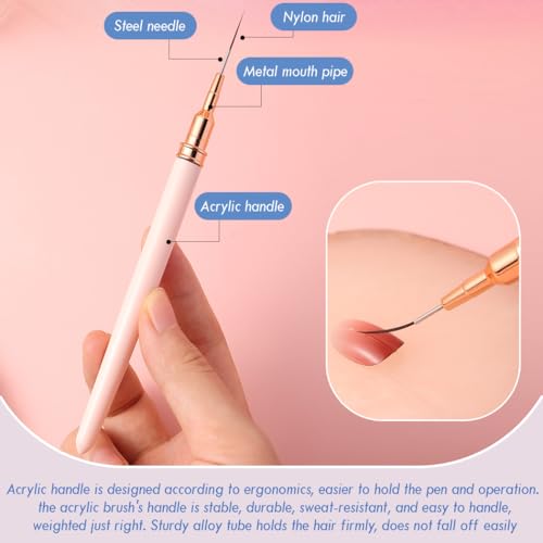Nail Art Liner Brushes, 5Pcs Gel Polish Painting Art Design Pen Set - color: Multicolor (5Pcs)