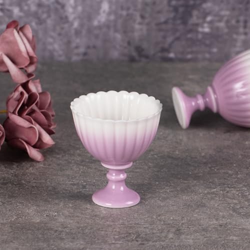 KAMMAK Tea Cup, 1.8oz Small Tea Set of 2, Porcelain Tea Cups with Short Stem, Ceramic Teacups for Home, Tea Party, Chinese Kungfu Tea Set for Hot/Cold Drink (Chrysanthemum - Purple) - style: 702N Purple Chrysanthemum