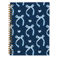 QUICQOD Navy Blue Cute Bow Spiral Notebook Journal for Women 5.5x8.3 Inch - color: navyblue