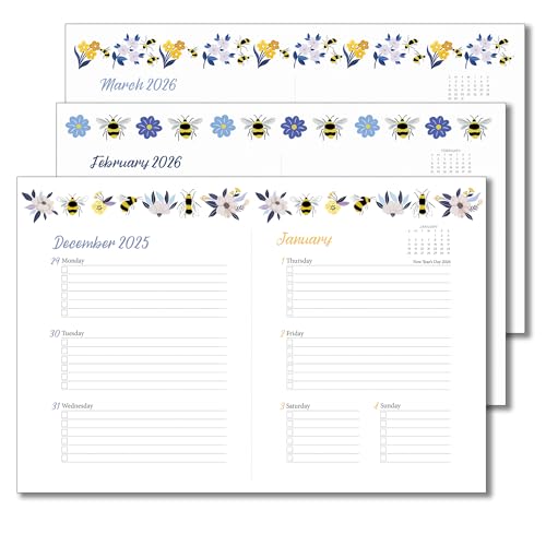 High Note 2026 Planner, Weekly & Monthly Calendar Book with Flexible Cover, 2026 Planner with Goal and Project Planning Pages, 5.75" x 7.5", Garden Bee - color: Garden Bee