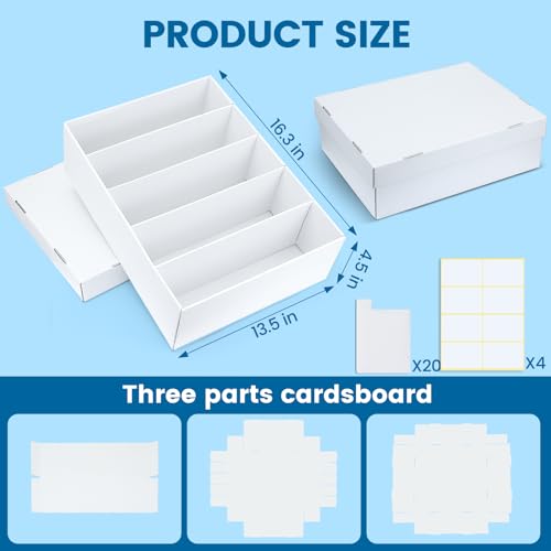 4 Pack Trading Card Storage Box - Holds 800 Top Loaders & 220 One Touch - Cardboard Case with Dividers for Sport Cards (5 Rows) - size: 5 Rows