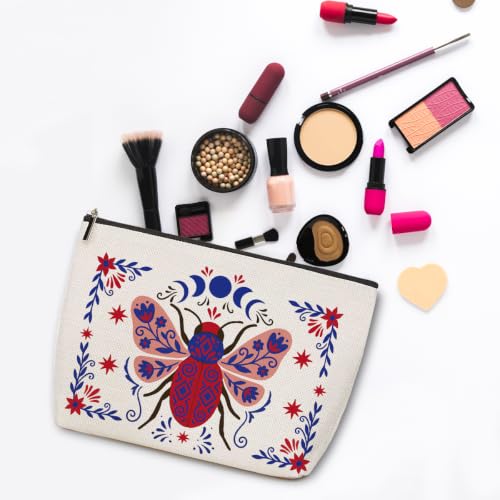 ZHAMEN Folk Art Beetle Makeup Bag Travel Organizer Pouch Cosmetic Bags 01 - color: Multicolor 1606