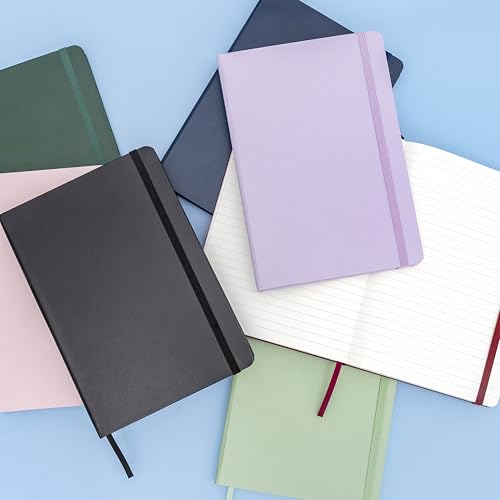 PAPERAGE Lined Journal Notebook, 10 Pack, (Black), 160 Pages, Medium 5.6 in x 8 in - 100 GSM Thick Paper – Hardcover Journaling Notebook for Work, School & Note Taking - color: Black, style: G. Lined-10 Pack