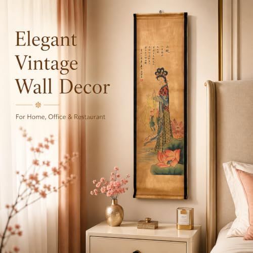 Wall Art Poster Prints Painting Paper Scroll Decor Chinese Beauty Lady - color: A1