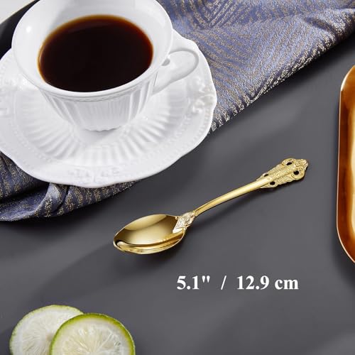 KEAWELL Luxurious 6-Piece 5.1-Inch Espresso Spoon Set (Gold) - color: Gold