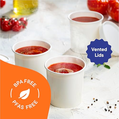 Eco-Friendly Paper Food Containers with Lids - 16 oz [50-Sets] Soup Cups - size: 16 oz.
