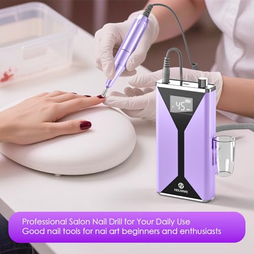 Professional Electric Nail Drill 45000RPM Cordless Nail File - color: Purple