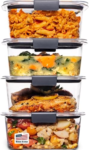 Rubbermaid Brilliance BPA Free Airtight Food Storage Containers with Lids, Set of 4 (4.7 Cup) Ideal for Lunch, Meal Prep, and Leftovers - size: 4.7 cup (8-Piece)