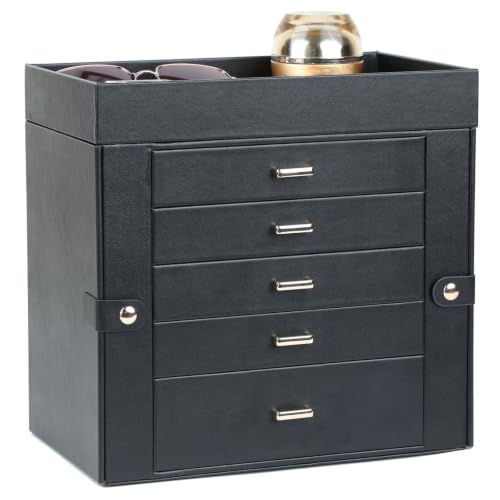 BOOVO Large Jewelry Boxes For Women (Black, 6 Layer) - color: Black, size: 6 Layer