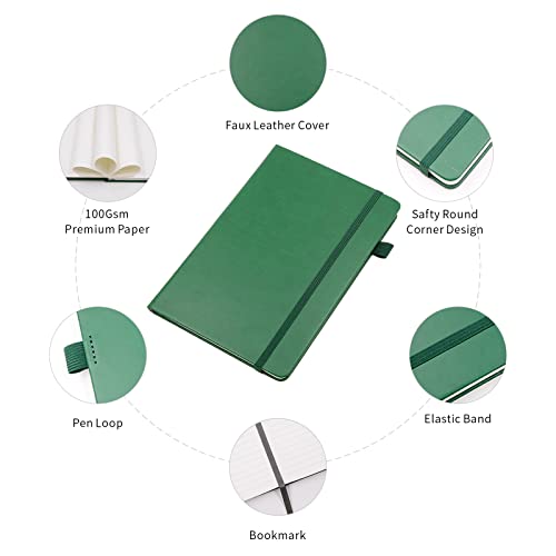 Lined Journal Notebooks with Pen Loop, Hardcover Notebook Journal for Work, 100Gsm Premium Thick Paper with Inner Pocket, Medium 5.7"x8.4", （Dark-Green, Ruled） - color: Dark-green, size: 1 Pack