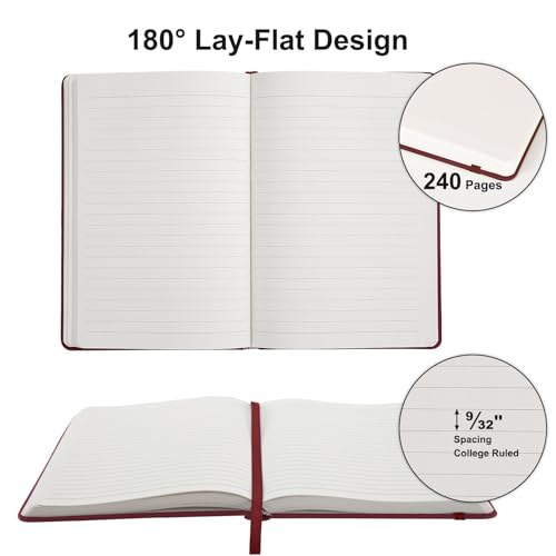 Comix Lined Journal Notebook for Work, 240 Pages, 5.5" x 8.3", Burgundy - color: Burgundy, size: 1 Pack