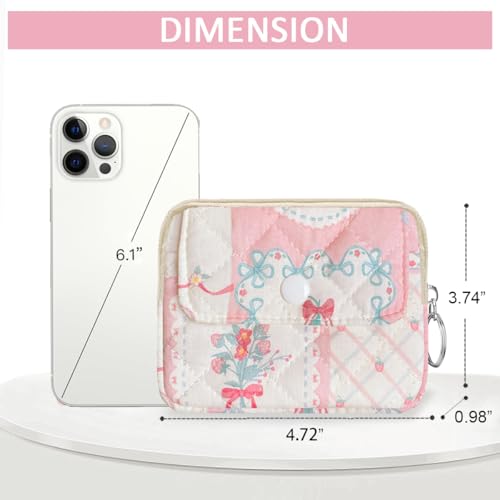 Cute Prints Cotton Quilted Coin Purse for Women Girls - color: BERRIES
