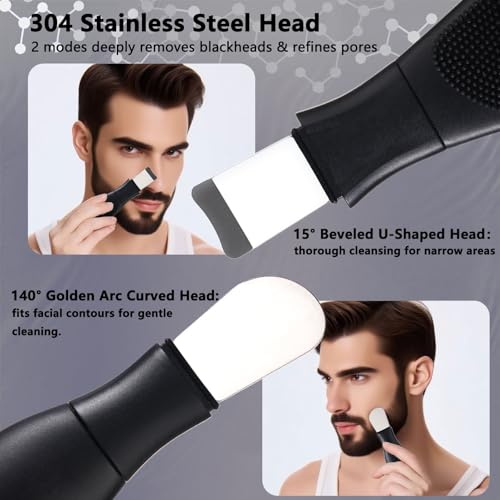 Silicone Face Scrubber Black Head Remover for Face- Appliances for Removing Make-up for Deep Cleansing Blackhead Remover Tools Face Spatula Makeup Removal Washing Brushes Pore Cleaner (Black) - color: Black