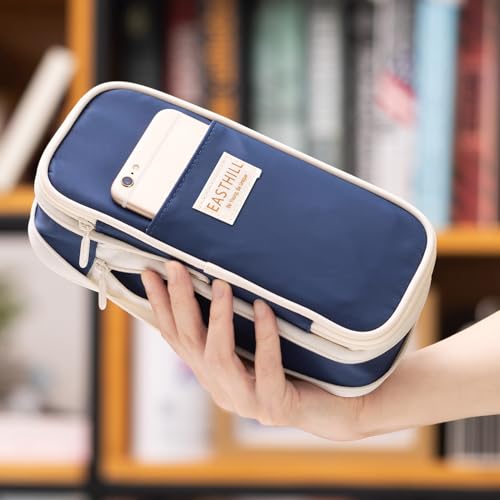 EASTHILL Big Capacity Pencil Case Large Pencil Pouch Stationery Pen Bag for Teen Girls-Navy - color: Navy