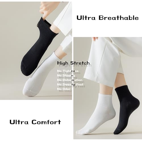 NevEND 6 Pairs Women's Mini Crew/Ankle Cotton Athletic Socks with Thick Cushioned 9-11 - color: Black/White