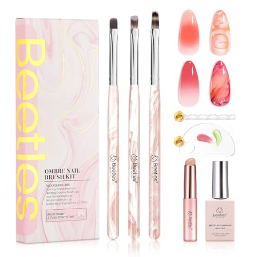 Beetles Blooming Gel Nail Art Brushes Set, Ombre Brush for Gel Polish - color: Marble