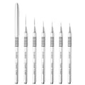 6Pcs Silver Metal Handle Nail Art Liner Brushes Set - color: Silver