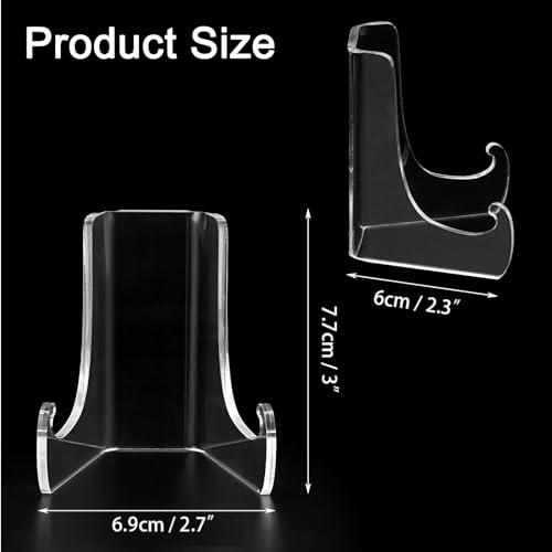 Hipiwe 6 Packs Acrylic Easels Display Stands Clear Flat Back Easel Display