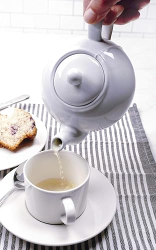 RSVP International Stoneware Teapot Collection, Microwave and Dishwasher Safe, 16 oz, White - color: White, size: 16 oz