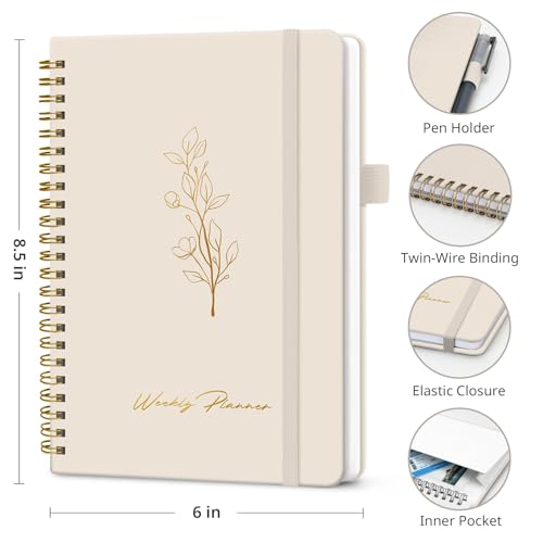 Taja Undated Weekly Planner, To Do List Notebook with Habit Tracker, A5 - color: v.Beige