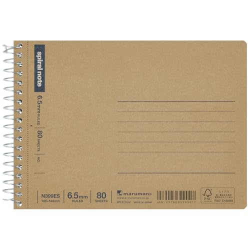 Maruman Spiral Note Basic Notebook, 160 Pages, A6, 6.5mm Narrow Ruled