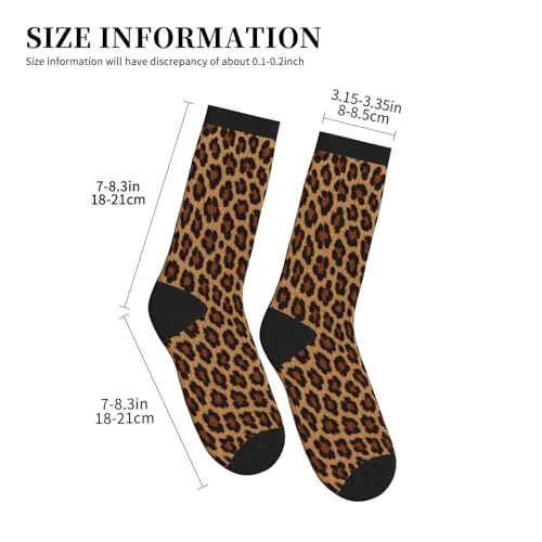 Crew Athletic Socks Funny Crazy Casual Sports Novelty Dress Socks for Women Men Running Hiking - color: Leopard