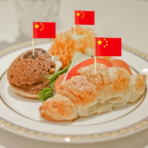 mflagperft China Toothpick Flags 100 Pack, Chinese Flag Cocktail Picks - color: China