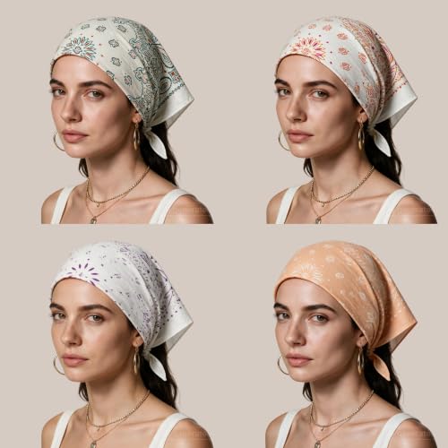 The Peacock Crew Premium Soft Cotton Bandanas Pack for Men and Women Paisley 22 x 22 inches - color: Pack of 4 the Bohemians