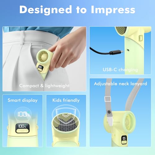 AMACOOL Portable Handheld Turbo Fan, Max 20 Hours Runtime, Gifts for Women - color: Light Green