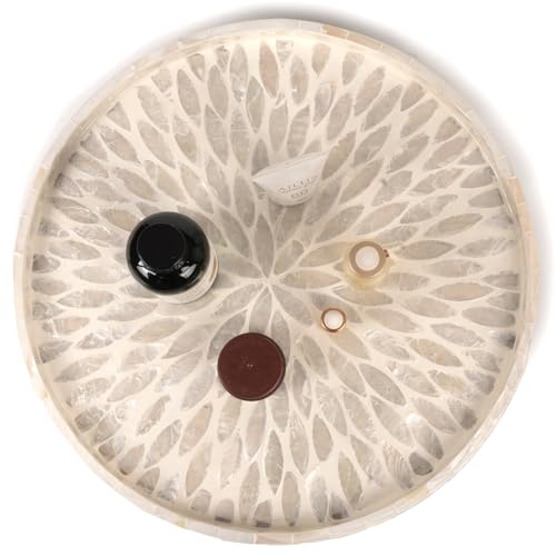 Mother of Pearl Turntable Organizer - Table & Countertop, Cabinet & Pantry Lazy Susan (12.5 in)