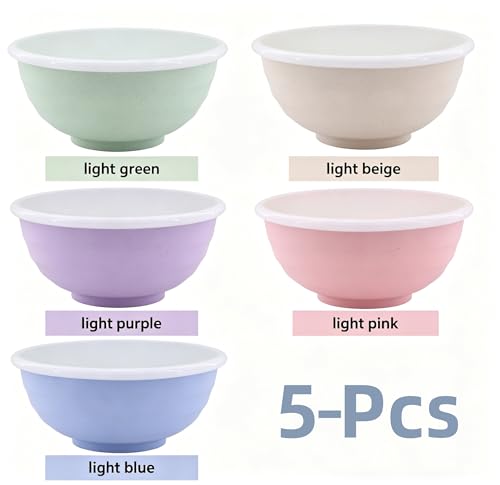 Large 60oz Unbreakable Bowls – Wheat Straw BPA Free Deep Soup Bowls, Microwave Dishwasher Safe for Cereal, Salad, Oatmeal, Ramen – Perfect for Camping & Daily Dining (Bowl-5p with Lid) - color: Bowl-5p with Lid