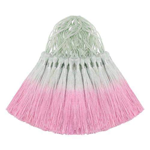 50Pcs 5 Inch Bulk Bookmark Tassel Kit for Graduation, Keychain(Green Pink) - color: Green&pink